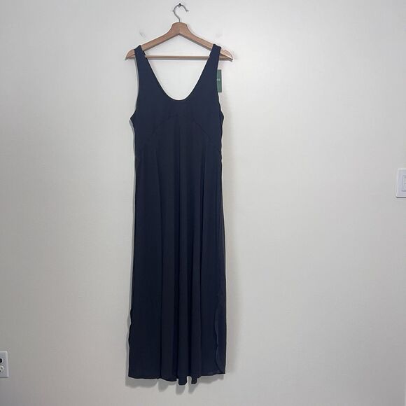 Halara Split Flowy Maxi Casual Tank Dress U Neck NEW Black Size L - Picture 7 of 8